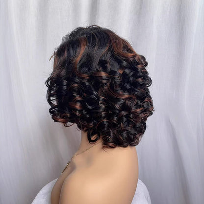 Front Lace Wig Head Covers Medium Roman Curls Intercolor African Foreign Trade Curly Hair Covers Full Real Hair