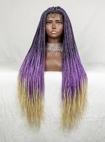 Dirty Braids Braids Gradient Color Hair Wigs Free Parting 38 Inches Lace Headgear Wigs
