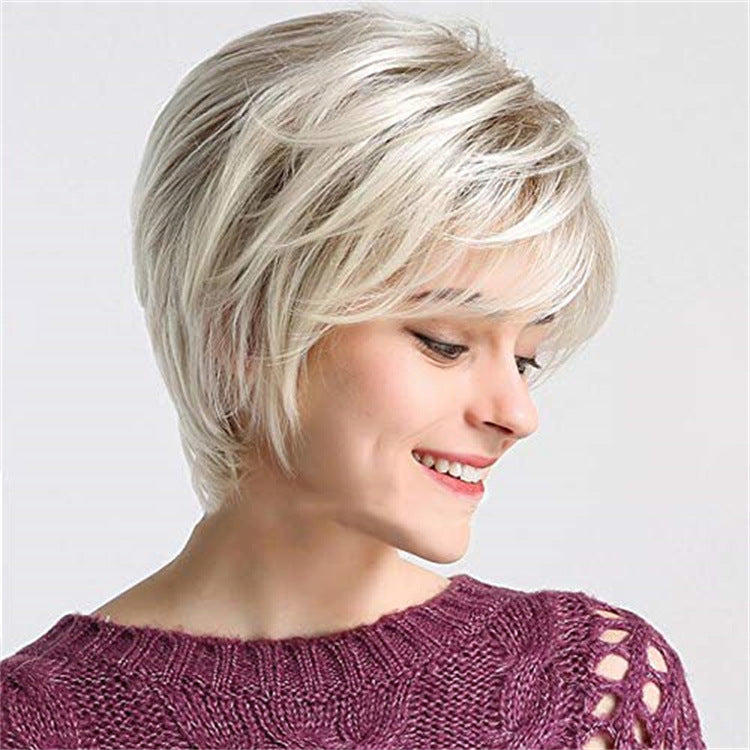 KarenLayered Karen wig European and American side blond white ladies Diana wig diana export