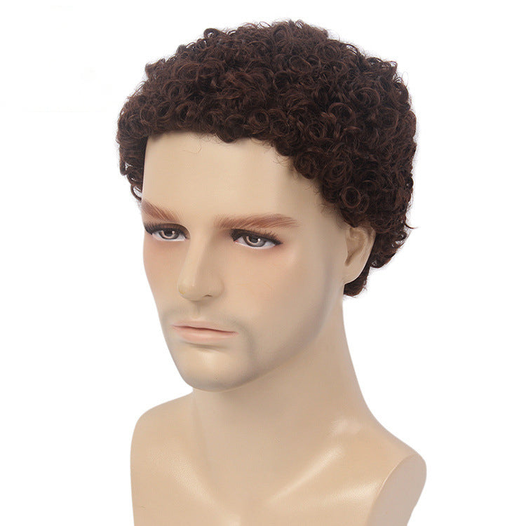 Exported to the U.S.: Kanikaren Synthetic Fiber Wig Cap for Overseas African-Style Men's Short Curly Buzz Cut Wig