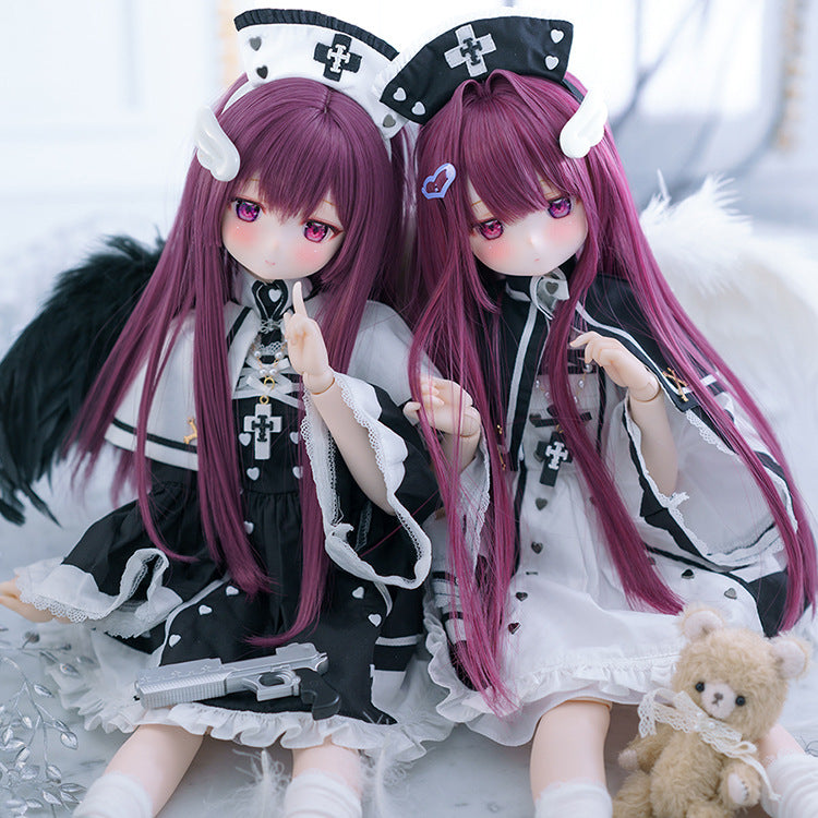 Bjd Wig Purple Princess Cut Long Straight Hair Secondary Three Points Soft High Temperature Silk Cos Wig Factory Wholesale