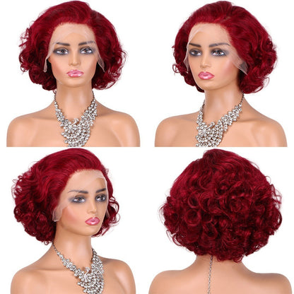 Real Hair Wigs Short Full Mechanism Headgear Human Hair Pixie Cut Wigs