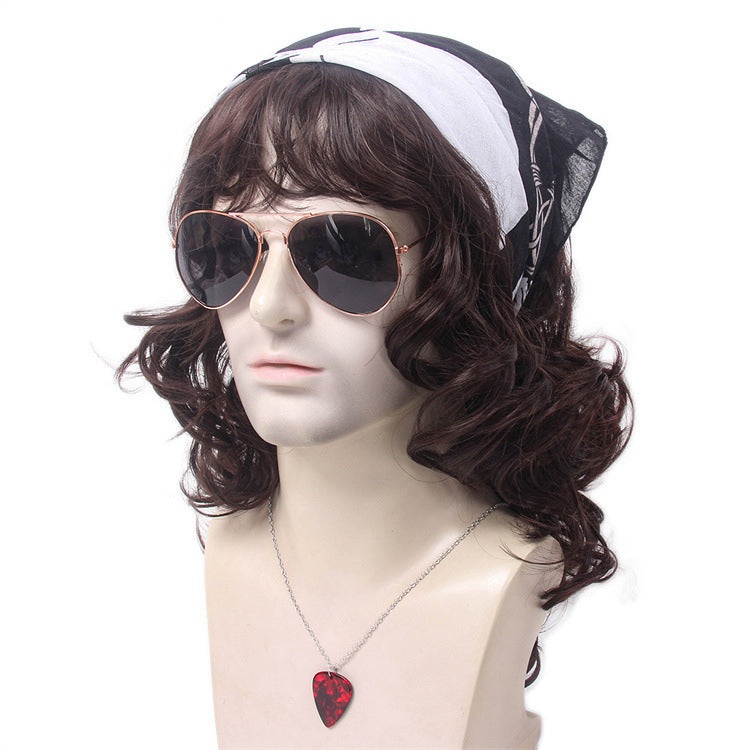 Export Wigs Amazonhairwigformen 80s Retro Hippie Wig Set Men's Wig Kit