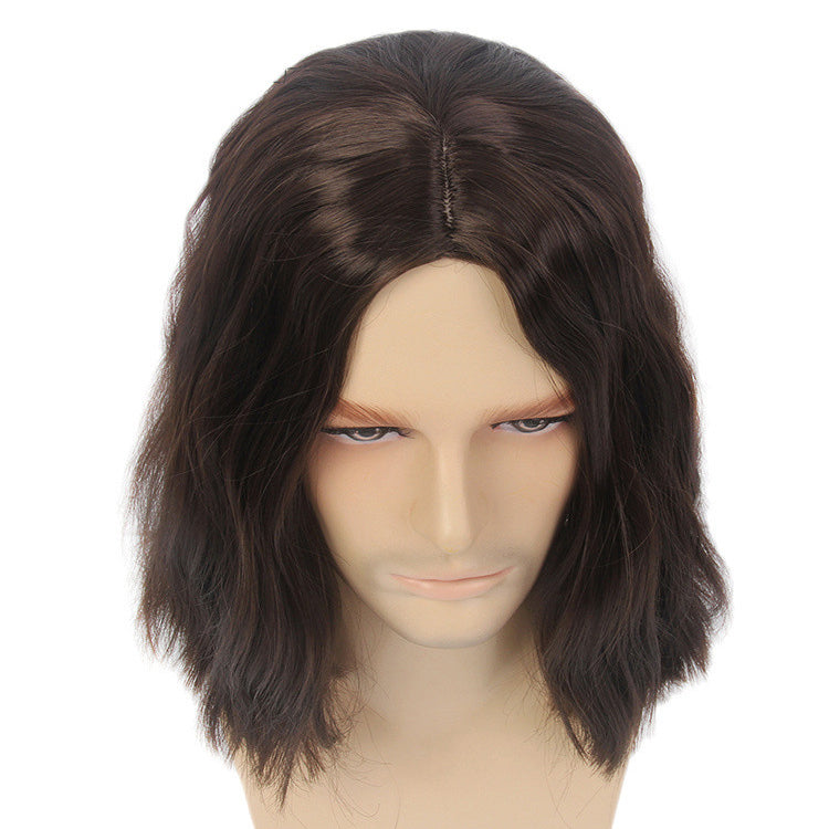 70's Rock Disco Men's Performance Wig Middle Parting Male Synthetic Fiber Wig