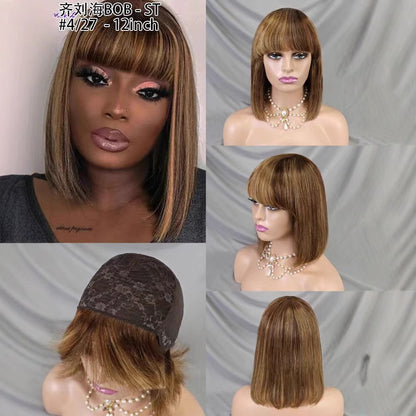 Bang bob Wig Fringe Wig Real Hair Real Headgear Hot Sales