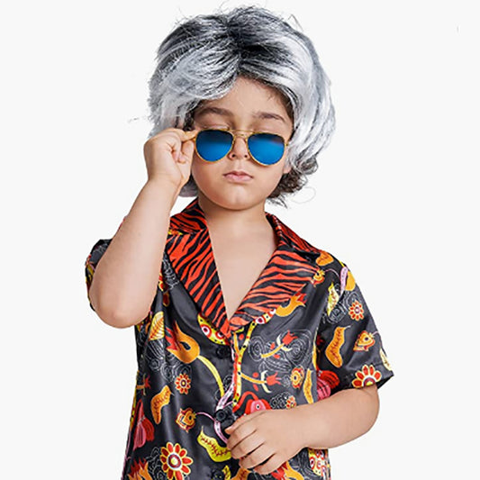 Oldmanwigforkids grandpa gray children's Ben Franklin wig headpiece Amazon hot sale