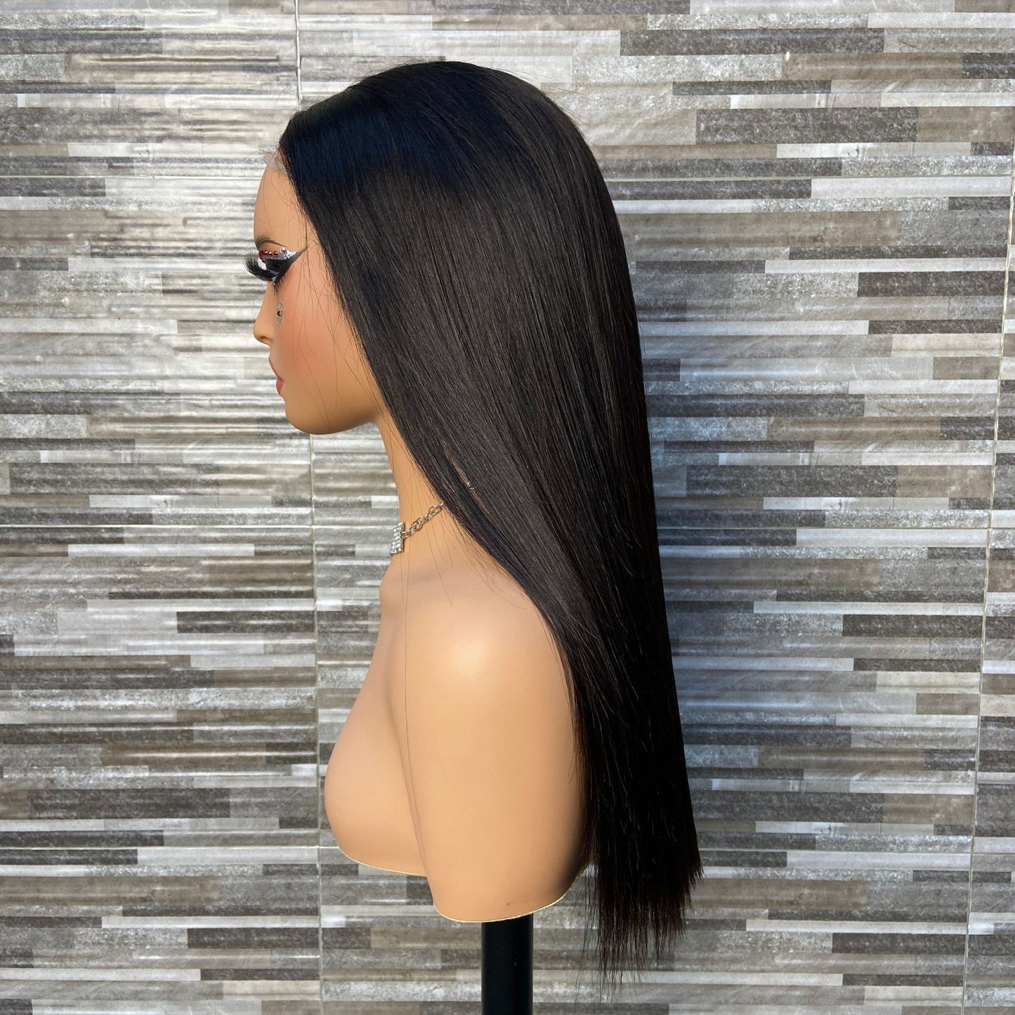 Full Real Human Wig Bone Straight 5x5 Lace Frontal Wig Headgear