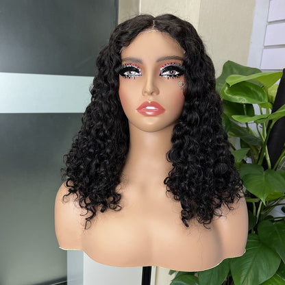 Wig Female Black Long Hair Small Curls Short Curls 5x5 Waterglueless Real Hair