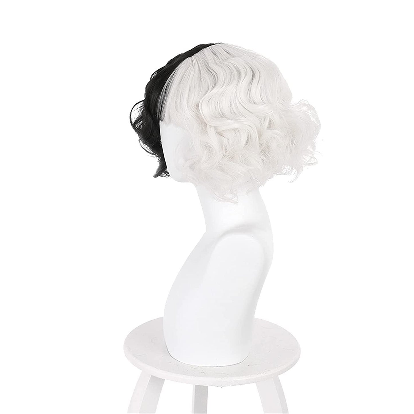 Cruella Deville Wig Half Black Half White Halloween Wig