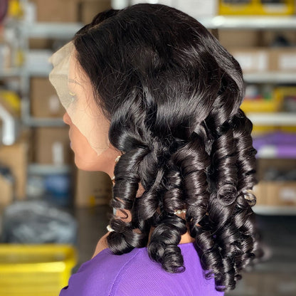 Bouncy Curl Human Hair Wigs Front Lace Real Wigs