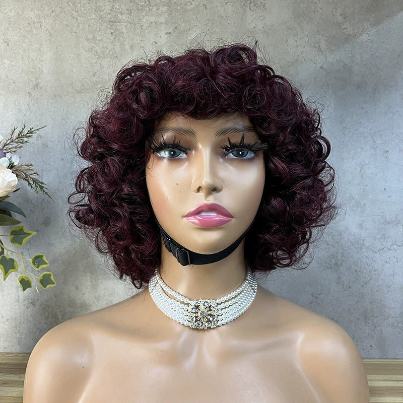 Full Mechanism Hair Set Real Hair Wig African Small Curly Hair Wig