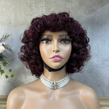 Full Mechanism Hair Set Real Hair Wig African Small Curly Hair Wig