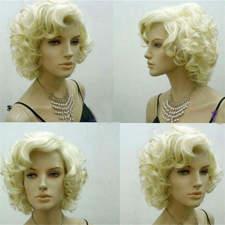 British Golden Retro Black Brown Marilyn Monroe Wig Female