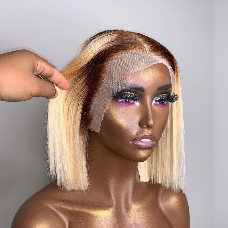 Straight Short Bob Wig T Lace Wig T4/22 Color T Lace Hair Covers