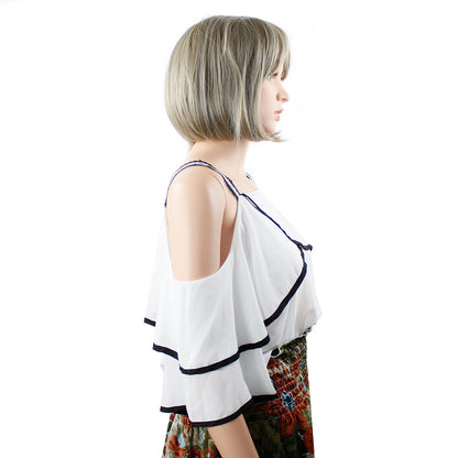 Hot Sale Fashion Short Hair Female Short Straight Hair Net Red Synthetic Hair bob Wig