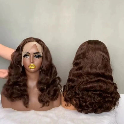 13x4 BodyWave Frontal WigsHair Human Front Yellow Silk Real Hair Wigs