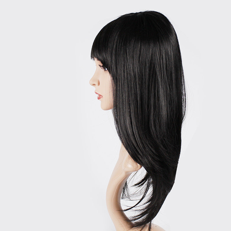 Chemical Fiber Hair Long Straight Hair Realistic Natural Hair Wigs Head Covering Wig