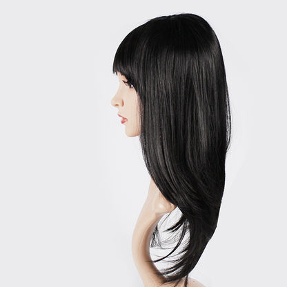 Chemical Fiber Hair Long Straight Hair Realistic Natural Hair Wigs Head Covering Wig
