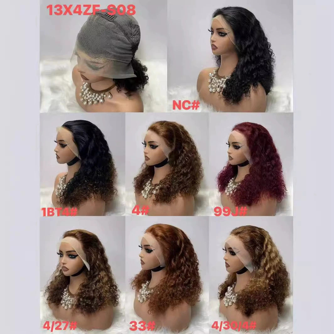 13x4 Water Wave bob Wig Peruvian Hair 100% Real Hair