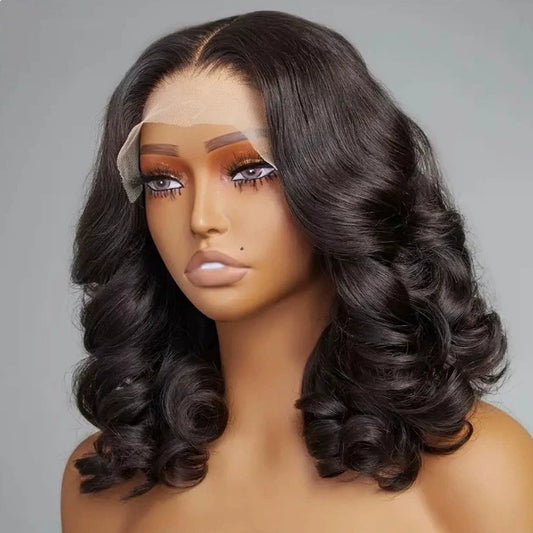 Double Drawn Bouncy Curly Human Hair Wigs Front Lace Real Hair Wigs