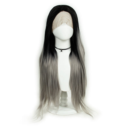 Gray Gradient 32inch Large Area 13x3 Half Hand Hook Front Lace Wig