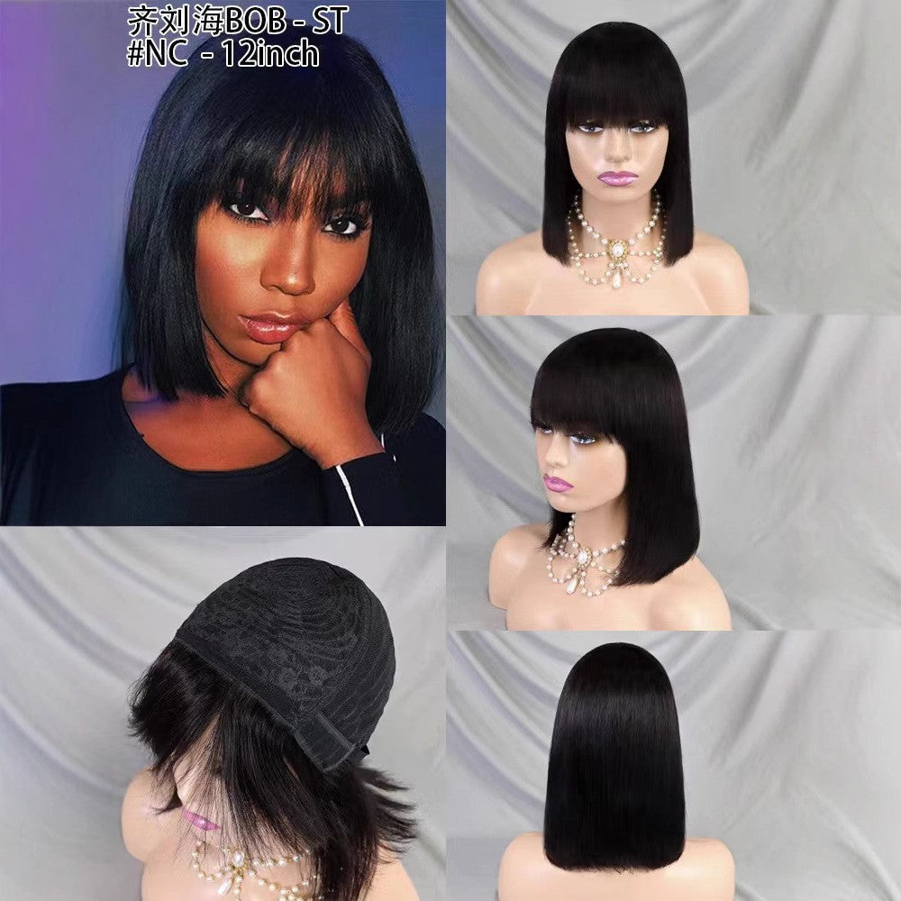 Bang bob Wig Fringe Wig Real Hair Real Headgear Hot Sales
