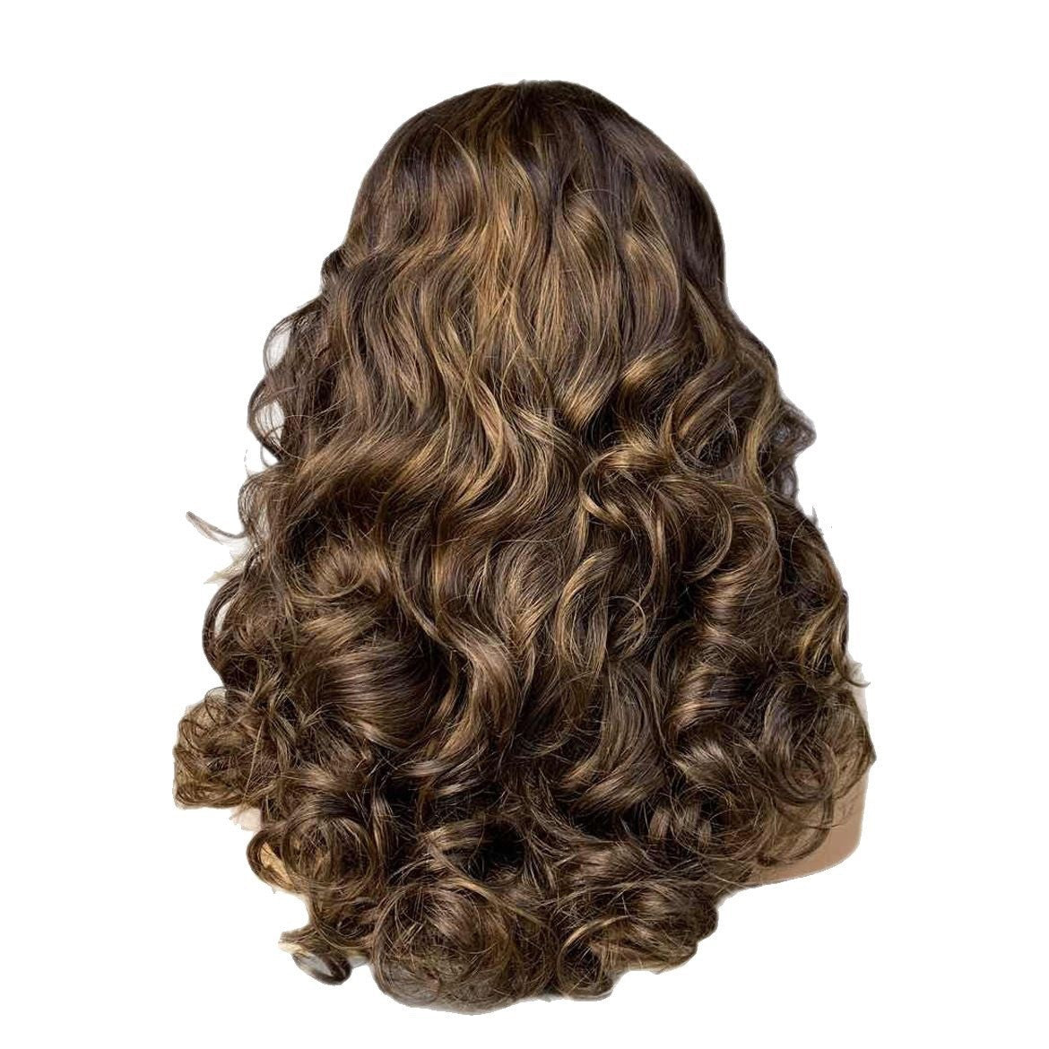 13x4 Front Lace Real Long Curly Hair Headgear Style Can Be Flush or Oblique Fluffy Wig