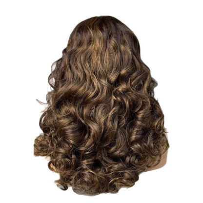 13x4 Front Lace Real Long Curly Hair Headgear Style Can Be Flush or Oblique Fluffy Wig