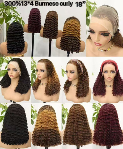 Front Lace Real Hair 13*4 Frontal Lace Wig Burmese Curly 100% Human Hair