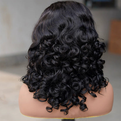 Real Hair Head Cover 13x4 Lace Frontal Bouncy Curl Wigs