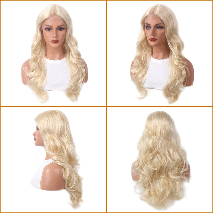 White-gold curly wig with light-colored bangs 13*4 Japanese imported hair strands