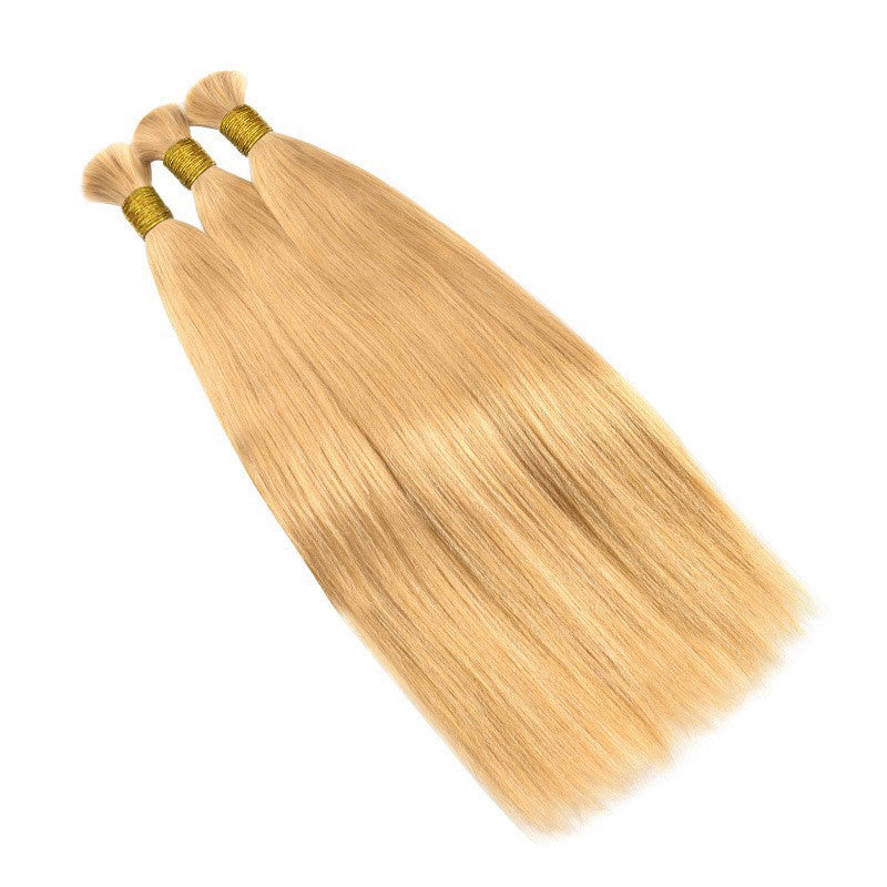 Straight Real Hair Handle Strand Crystal Wire Wig Can Be Permed and Dyed Straight Hair Handle Foreign Trade Human Hair