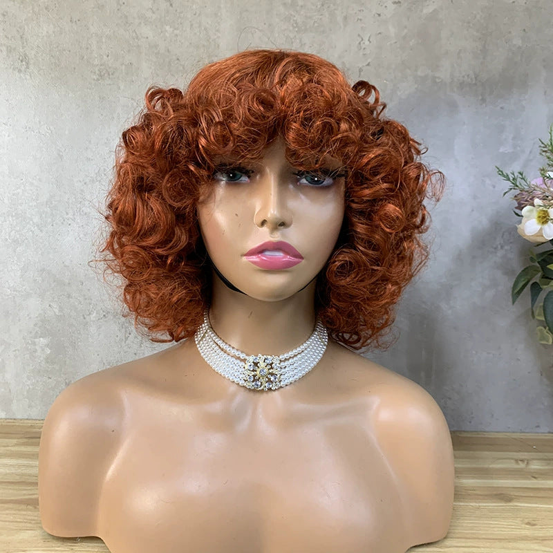 Full Mechanism Hair Set Real Hair Wig African Small Curly Hair Wig