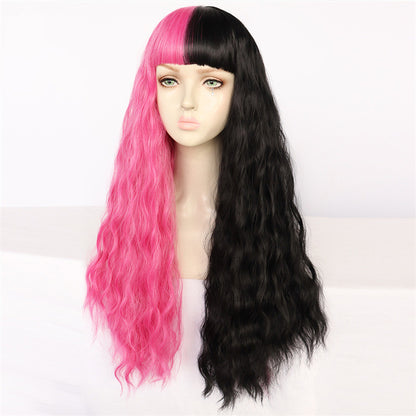 Wig Melanie Martinez Half Pink Half Black Qi Liu Cross Border Wig
