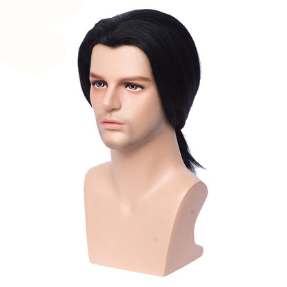 70s80s 70s men's retro cosplay wig black widow's peak Halloween wig export