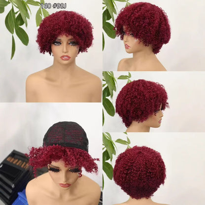 160# machine made wig human hair fringe new wig