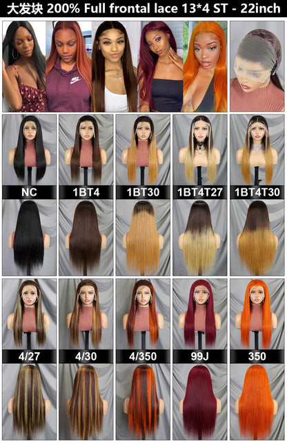 13x4 Full Frontal ST Human Wig Cross Border Real Hair