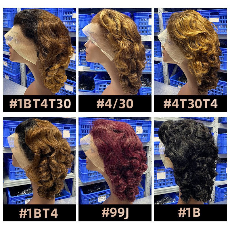 13*4 Glueless Wig Bouncy Loose Human Hair Wig Foreign Trade Wigs Real Hair