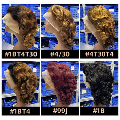 13*4 Glueless Wig Bouncy Loose Human Hair Wig Foreign Trade Wigs Real Hair