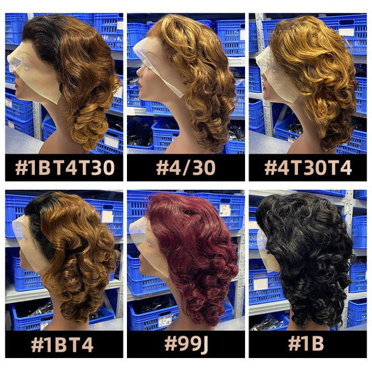 13*4 Glueless Wig Bouncy Loose Human Hair Wig Foreign Trade Wigs Real Hair
