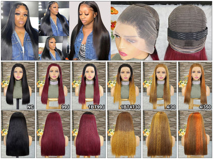 Head Covering Natural Long Straight Hair Wig 13X4 Front Lace 100% Human Hair