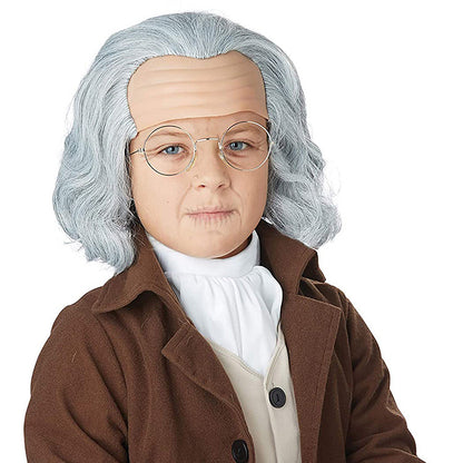 Old Man Wig for Kids Grandpa Gray Children's Ben Franklin Wig Headpiece Hot Sale