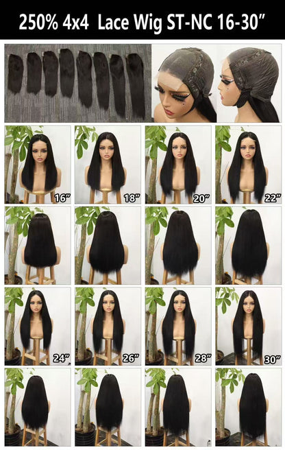 Wig Real Hair Front Lace Head Cover 250% 4x4 Lace Wig 100% Human Hair
