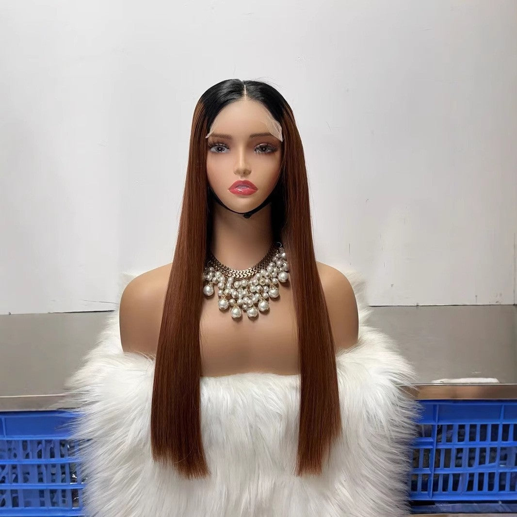 5x5 lace wigs color double drawn bone straight human hair