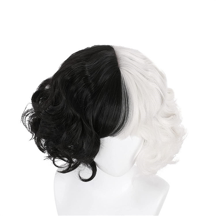 Cruella Deville Wig Half Black Half White Halloween Wig