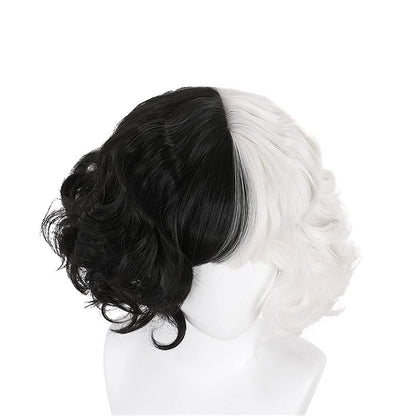 Cruella Deville Wig Half Black Half White Halloween Wig