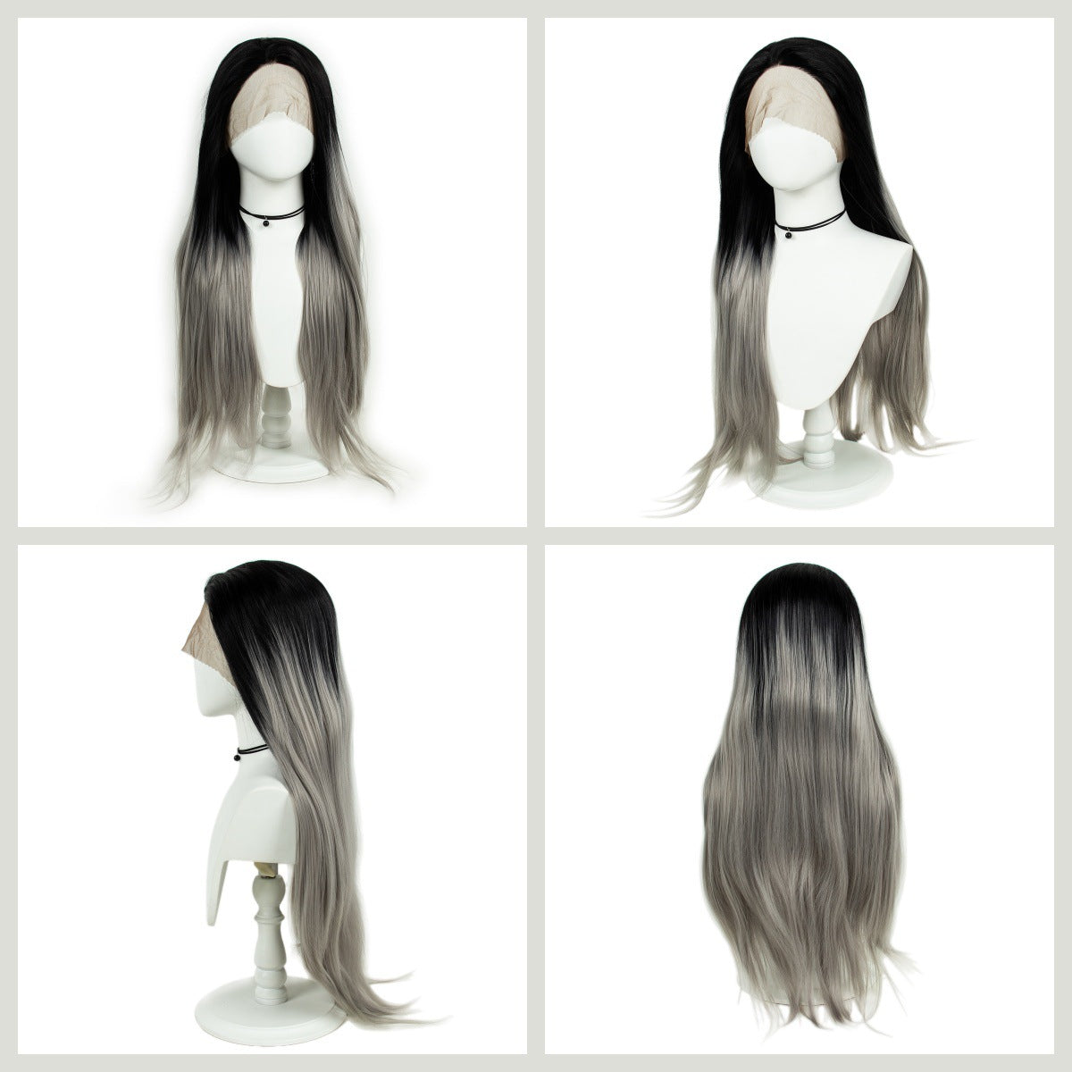 Gray Gradient 32inch Large Area 13x3 Half Hand Hook Front Lace Wig