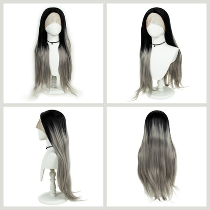 Gray Gradient 32inch Large Area 13x3 Half Hand Hook Front Lace Wig