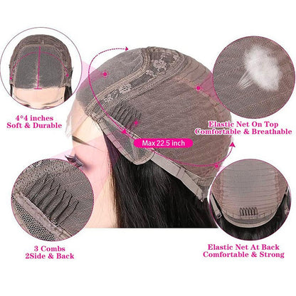 Body Wave Human Hair Full Frontal Wigs 4x4 100% Real Hair Lace Head Covers
