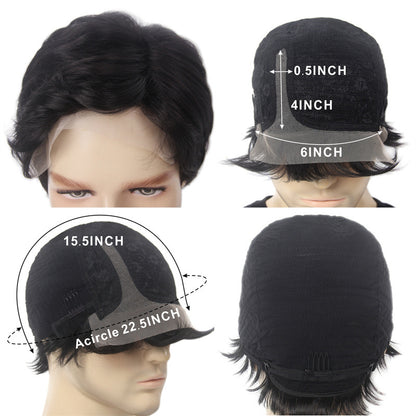 Wig Hand Hook Front Lace Black Simulation Human Hair Chemical Fiber Wig